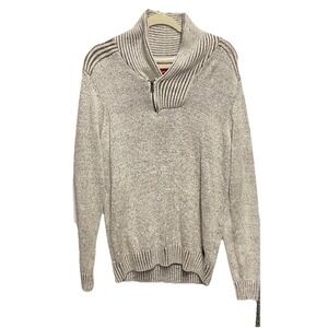 Guess Men's Caly Shawl Collar Sweater Pullover Zipper Size Med Beige Brown